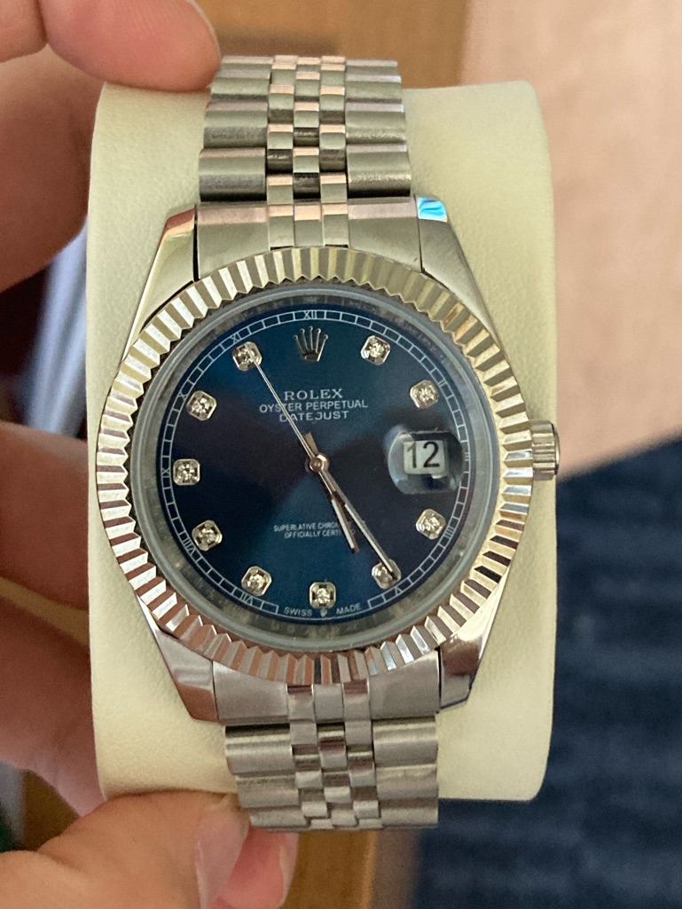 Rolex Datejust Silver Bracelet Blue Dial With Diamond Markers